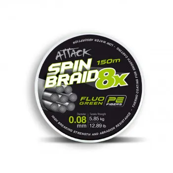 ATTACK SPINBRAID X8 150m 0.08mm Fluo Green 