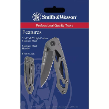 Smith & Wesson sklopivi dzepni noz Drop Point Skeletonized silver blister 