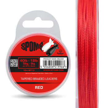 Spomb Tapered Braided leaders Red 40lb-18lb (DBL009) 