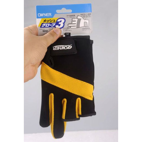 OWNER FISHING GLOVE (3 FINGER CUT) 9642 SIZE M 