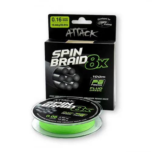 ATTACK SPINBRAID X8 100m 0.16mm Fluo Green  