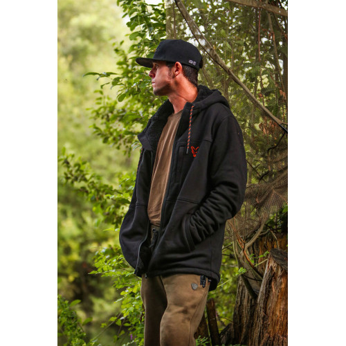 Fox collection Black / Orange Sherpa hoodie - M (CCL098) 