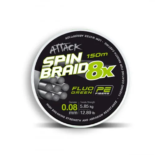 ATTACK SPINBRAID X8 150m 0.10mm Fluo Green 