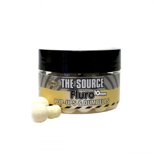 DYNAMITE BAITS Source White Fluro Pop Ups and dumbells 10mm (DY055) 