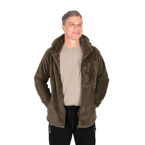 Khaki HD Premium Full Zip Teddy Jacket size L (CFX464) 