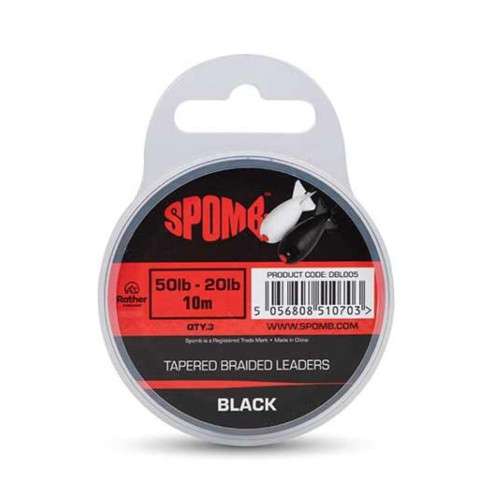 Spomb Tapered Braided Leaders Black 10mx3pcs 50-20lbs 0.38-0.20mm (DBL005) 