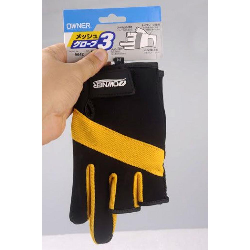 OWNER FISHING GLOVE (3 FINGER CUT) 9642 SIZE M 