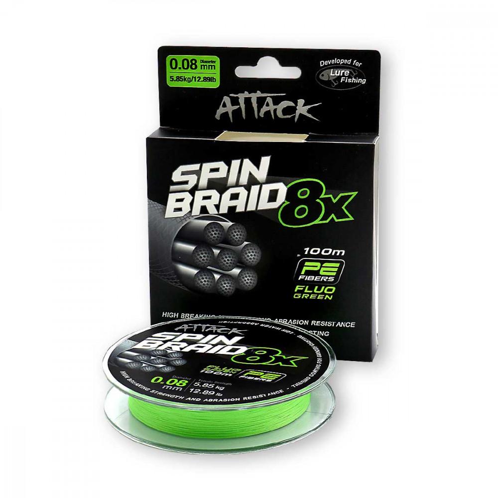 ATTACK SPINBRAID X8 100m 0.08mm Fluo Green 