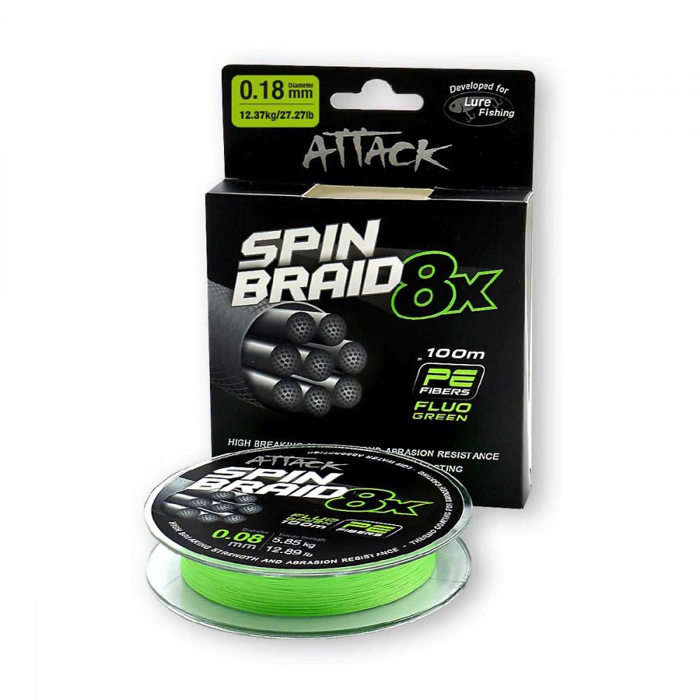 ATTACK SPINBRAID X8 100m 0.18mm Fluo Green  