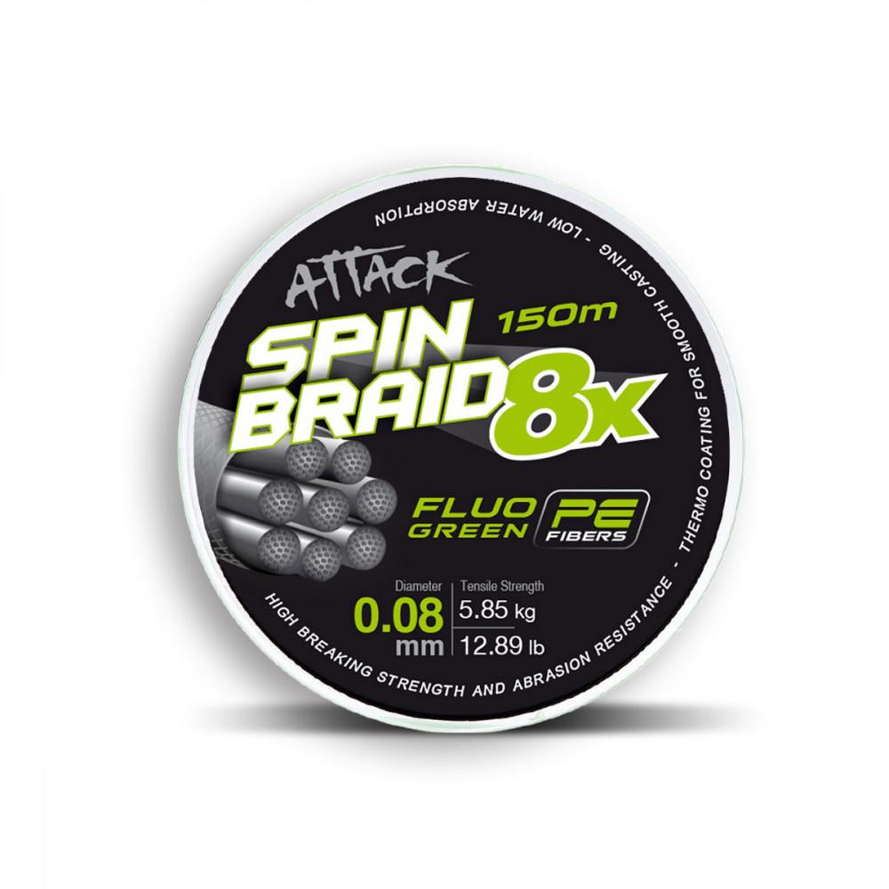 ATTACK SPINBRAID X8 150m 0.10mm Fluo Green 