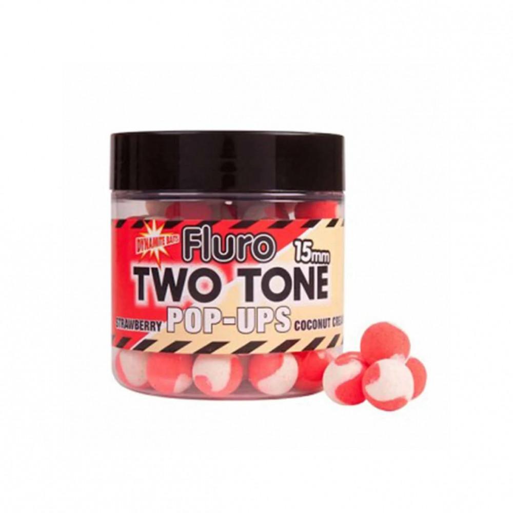 DYNAMITE BAITS Strawberry & Coconut Cream 15mm Fluro Two Tone Pop Ups (DY593) 