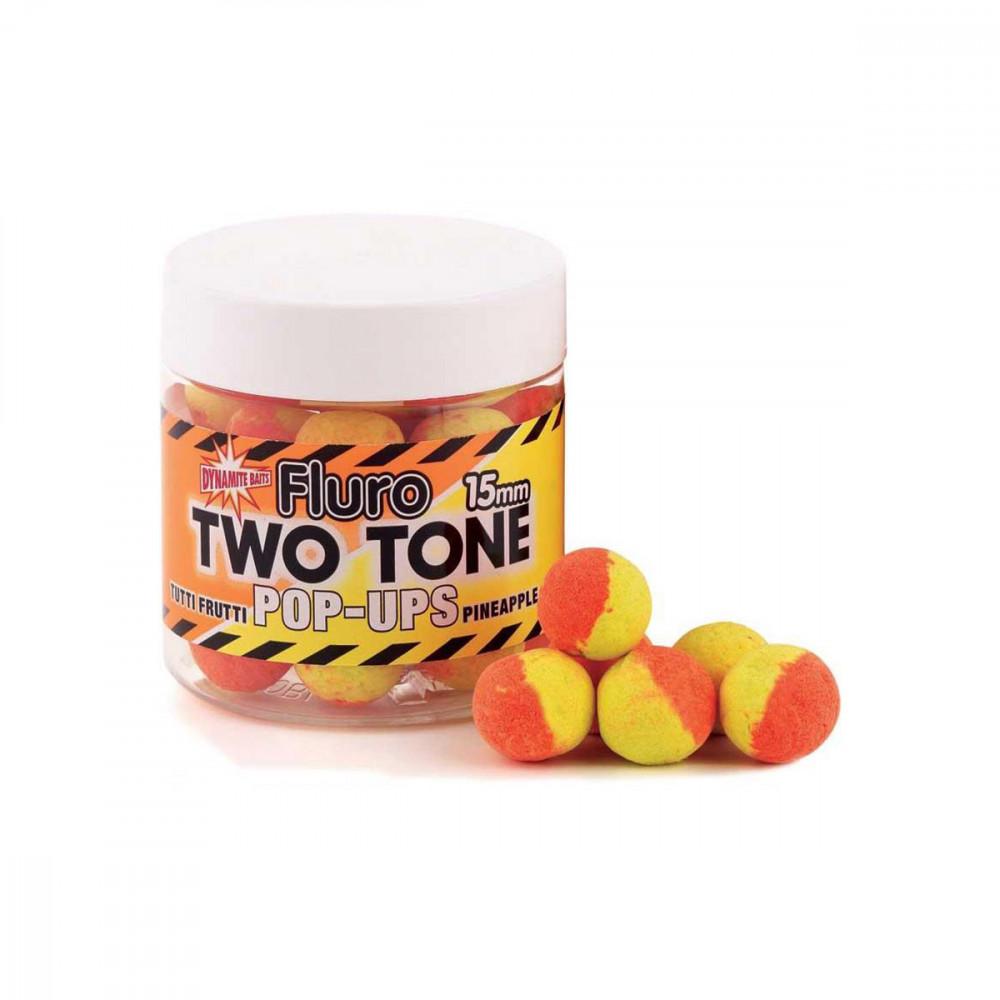 DYNAMITE BAITS Tutti Frutti & Pineapple 15mm Fluro Two Tone Pop Ups (DY595) 
