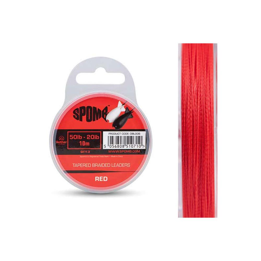 Spomb Tapered Braided Leades Red 50lbs-20lbs (DBL006) 